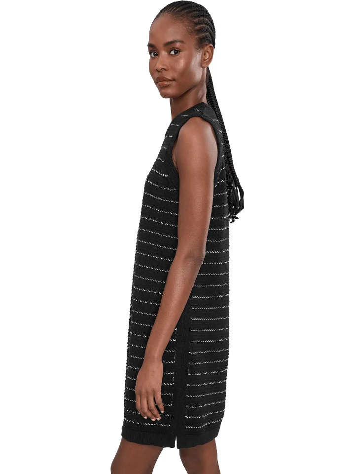 varley black dress - Mindy Contrast Stitch Knit mud_silk_dress Do not hang I Joah Black and Size:19.5(36/37)
