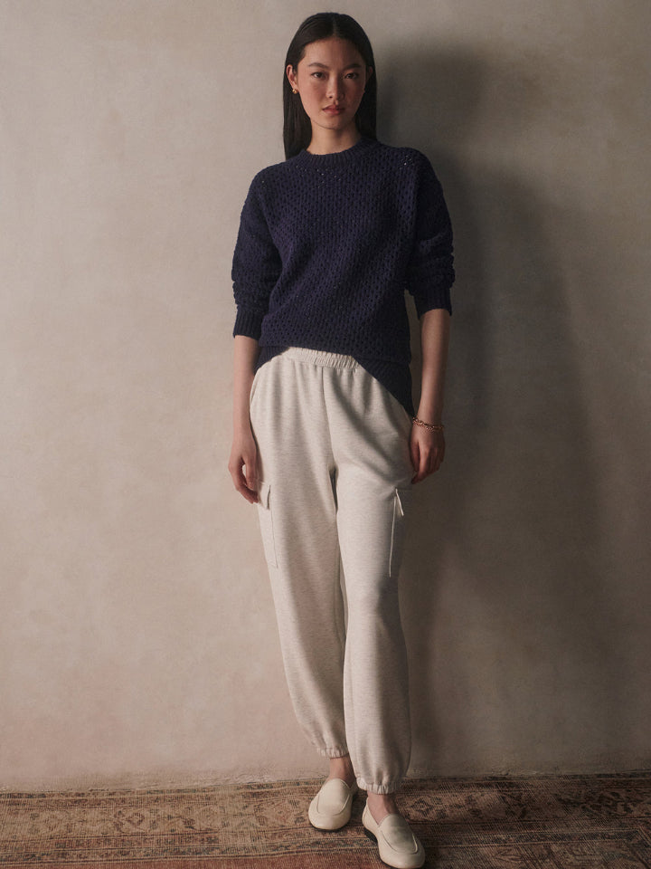 Varley - Grady Boucle Knit Sweater - Evening Blue