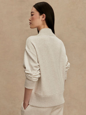 Varley - Sally Half Zip Sweat - Ivory Marl - Pilates Plus La Jolla - OHEY Boutique