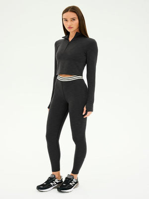 Splits59 - Stevie Active Rib Half Zip - Heather/Graphite - Pilates Plus La Jolla - OHEY Boutique