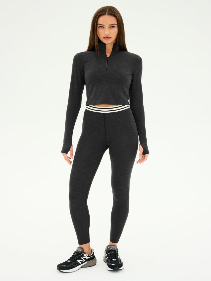 Splits59 - Stevie Active Rib Half Zip - Heather/Graphite - Pilates Plus La Jolla - OHEY Boutique