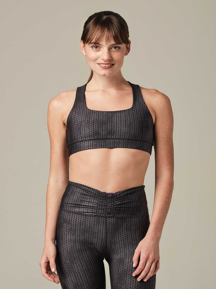 925Fit - Fair and Square Sports Bra - Knit Stone - Pilates Plus La Jolla - OHEY Boutique