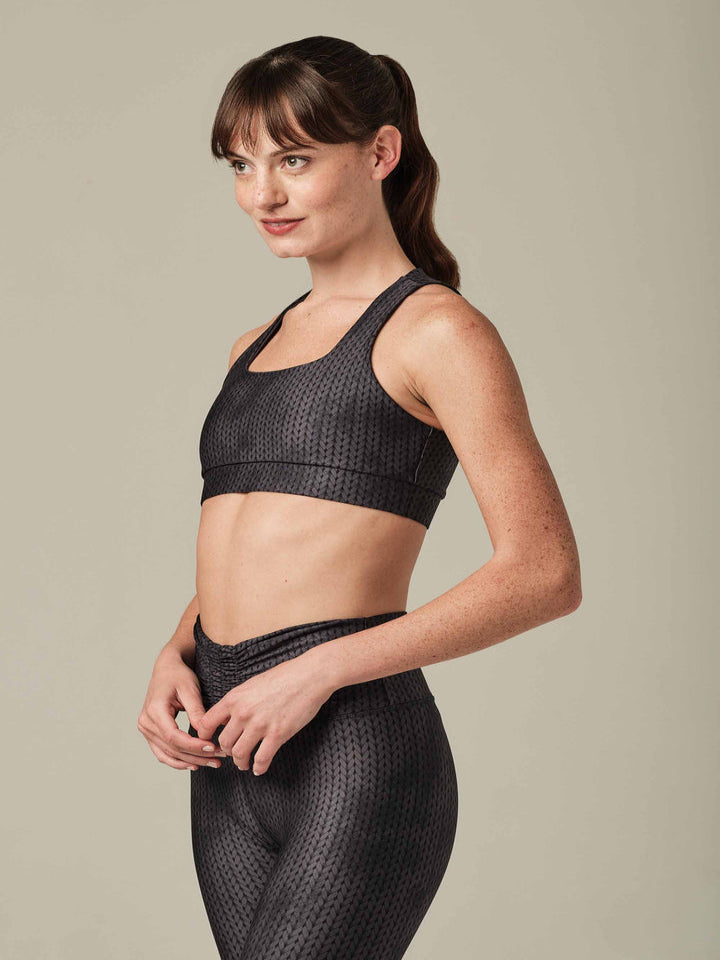 925Fit - Fair and Square Sports Bra - Knit Stone - Pilates Plus La Jolla - OHEY Boutique