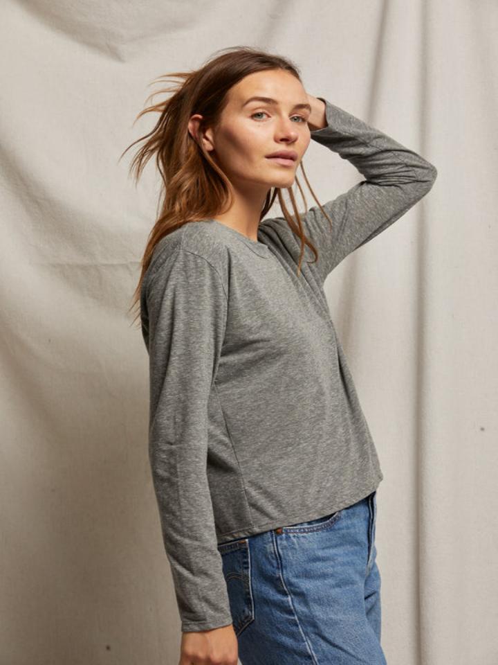 perfectwhitetee - Axel Long Sleeve Boxy Tee - Heather Grey