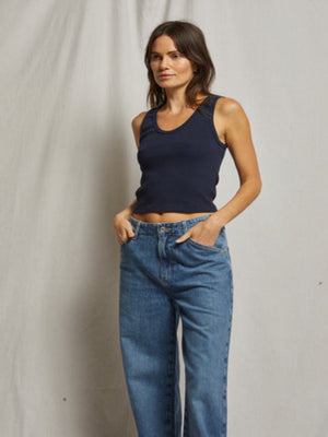 perfectwhitetee - Blondie Tank - Navy - Pilates Plus La Jolla - OHEY Boutique