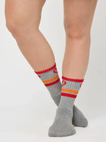 Spiritual Gangster - Love Stripe Crew Sock - Heather Grey