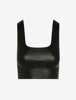 Commando - Faux Leather Squareneck Crop Top - Black