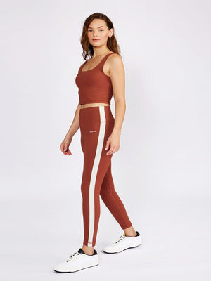 
            
                Load image into Gallery viewer, Cream Yoga - Hana 7/8 Stripe Legging - Rust - Pilates Plus La Jolla - OHEY Boutique
            
        