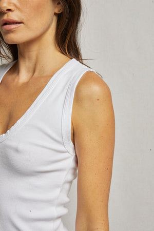 perfectwhitetee - Jordan Ribbed U Neck Tank - White - Pilates Plus La Jolla - OHEY Boutique