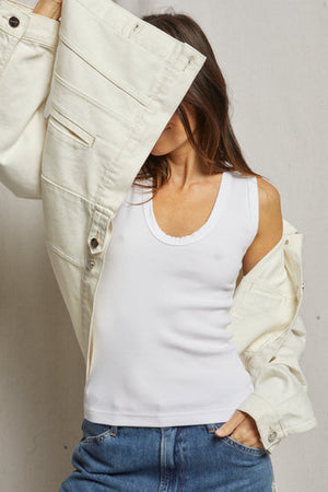 perfectwhitetee - Jordan Ribbed U Neck Tank - White - Pilates Plus La Jolla - OHEY Boutique