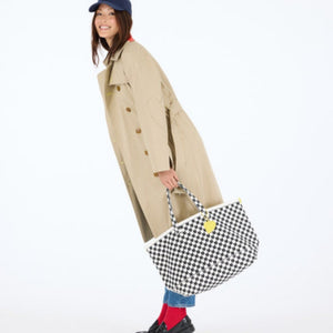 Kerri Rosenthal - KR Heart in Check Tote - Black and White - Pilates Plus La Jolla - OHEY Boutique