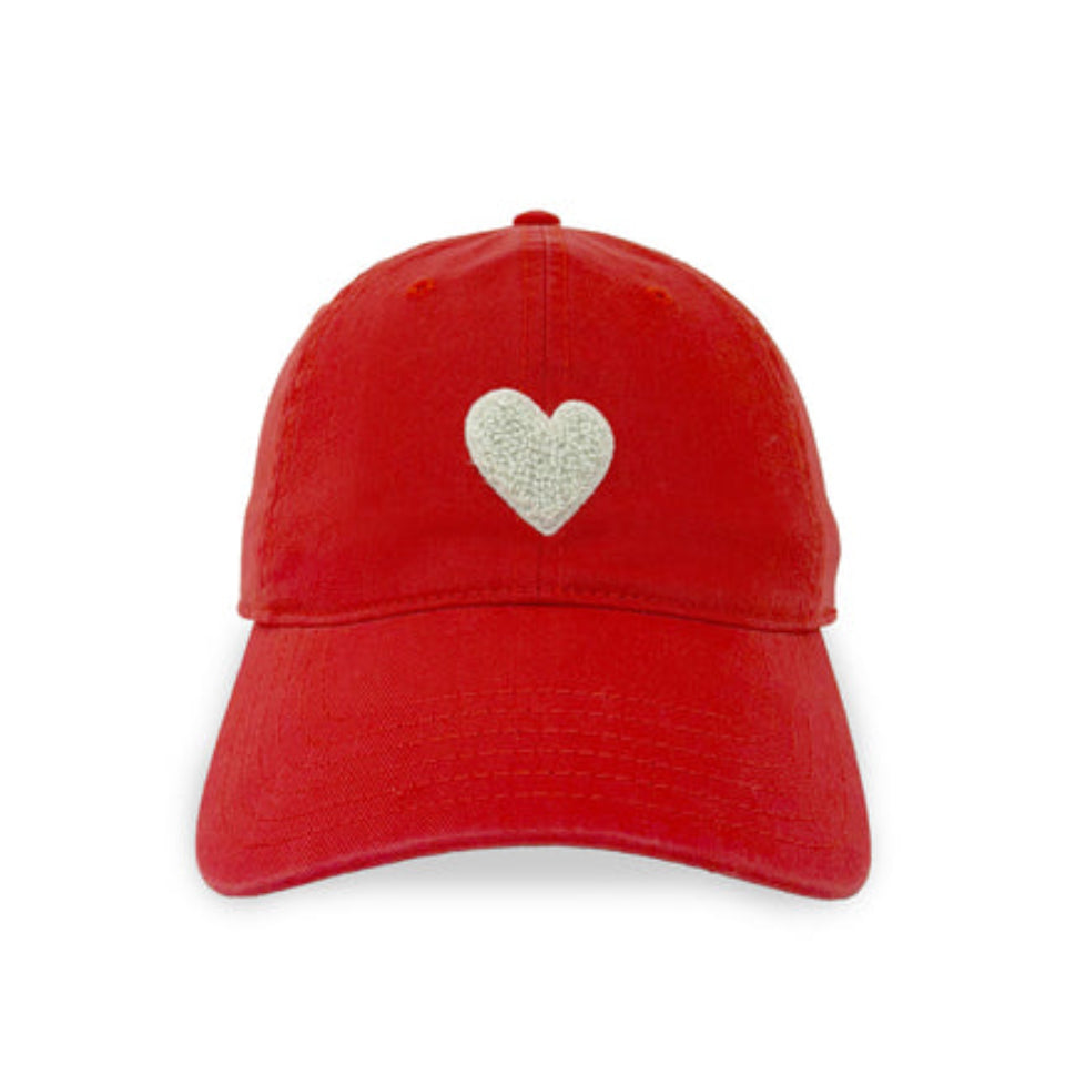 Kerri Rosenthal - KR Imperfect Chenille Heart Hat - Cherry Red/White