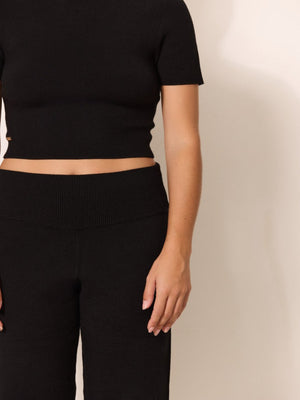 Lune Active - Olly High-Waisted Knit Pants - Black - Pilates Plus La Jolla - OHEY Boutique