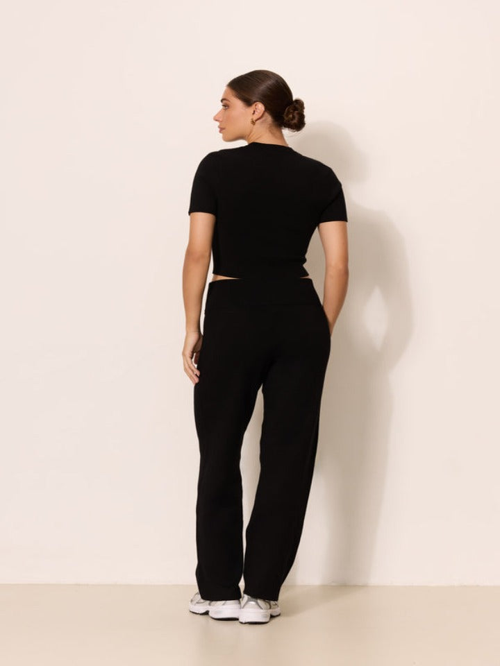 Lune Active - Olly High-Waisted Knit Pants - Black - Pilates Plus La Jolla - OHEY Boutique
