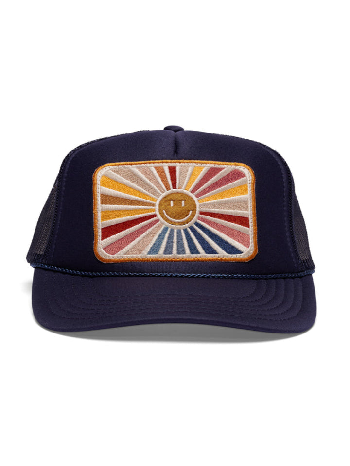 Friday Feelin' - Rays Of Happy Trucker Hat - Navy - Pilates Plus La Jolla - OHEY Boutique