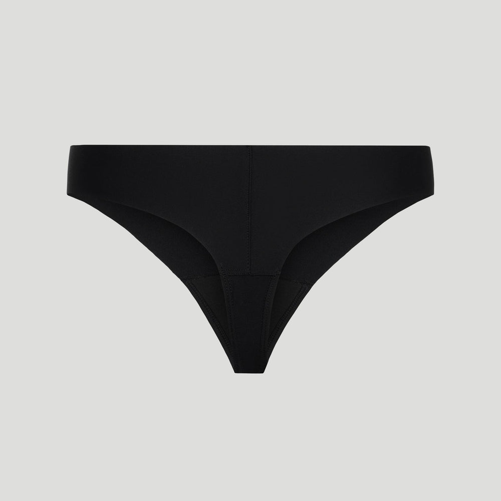 JIV ATHLETICS The Cameltoe Proof Mid Rise Thong In Neutral. - Size