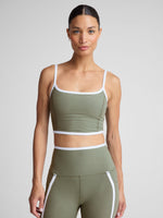 Beyond Yoga - Spacedye New Moves High Cropped Tank - Grey Sage/Cloud White