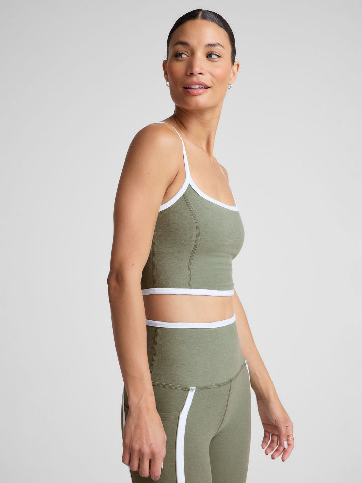 Beyond Yoga - Spacedye New Moves High Cropped Tank - Grey Sage/Cloud White