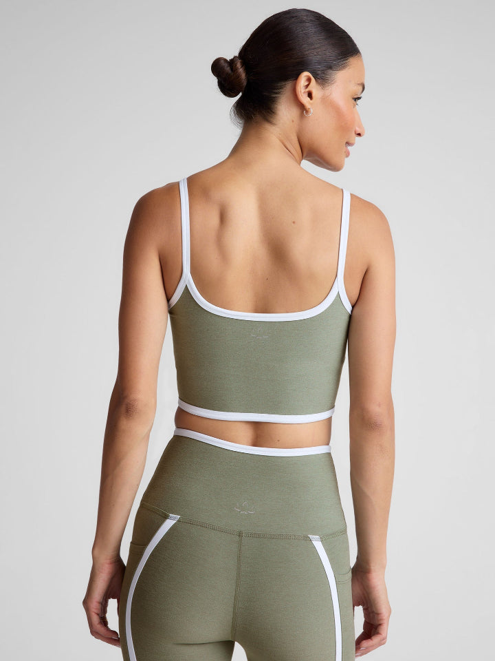 Beyond Yoga - Spacedye New Moves High Cropped Tank - Grey Sage/Cloud White