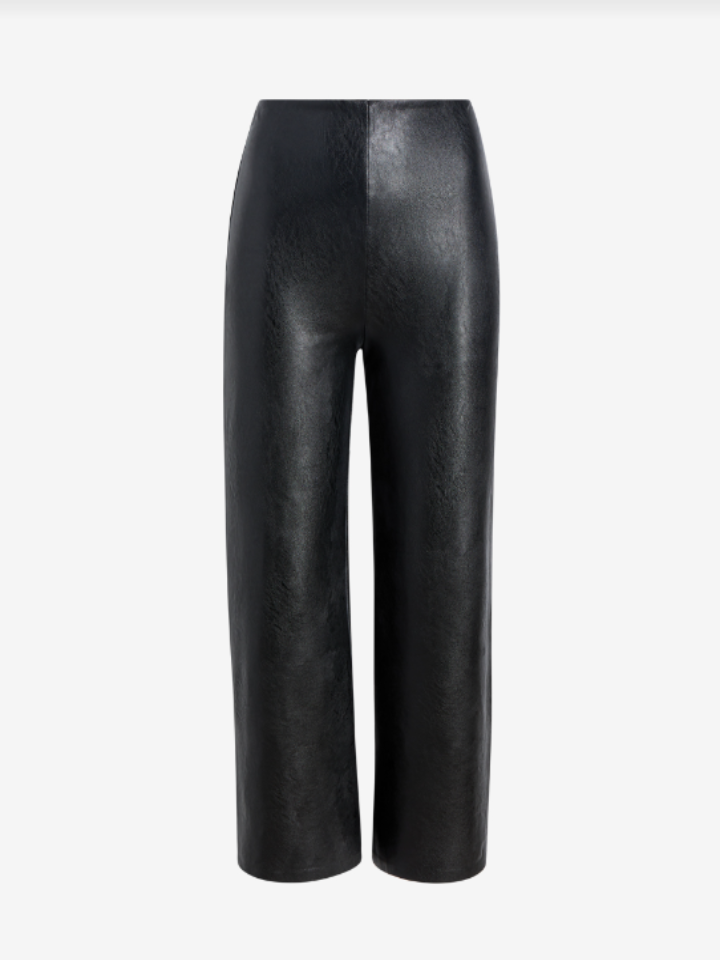 Commando - Faux Leather Cropped Wide Leg Pant - Black - Pilates Plus La Jolla - OHEY Boutique