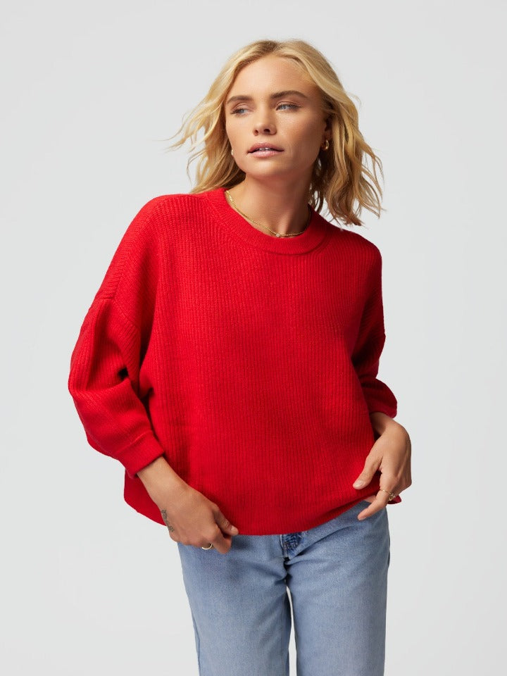 Spiritual Gangster - Jolie Sweater - Ruby Red - Pilates Plus La Jolla - OHEY Boutique