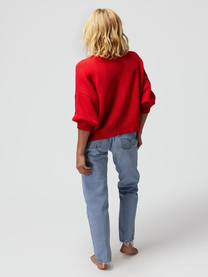Spiritual Gangster - Jolie Sweater - Ruby Red - Pilates Plus La Jolla - OHEY Boutique