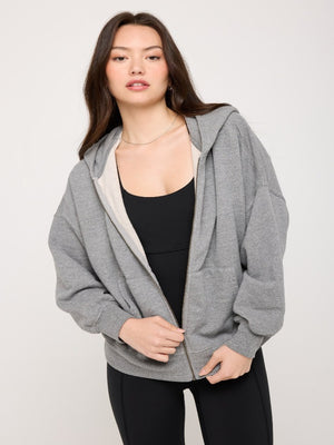 Spiritual Gangster - Ibby Oversized Zip Hoodie - Heather Ash - Pilates Plus La Jolla - OHEY Boutique