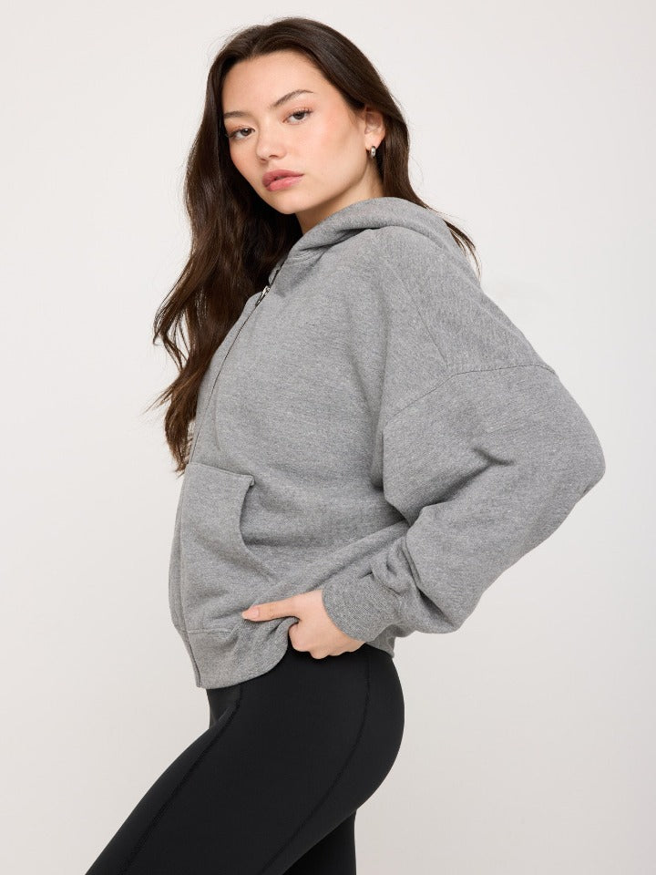 Spiritual Gangster - Ibby Oversized Zip Hoodie - Heather Ash - Pilates Plus La Jolla - OHEY Boutique