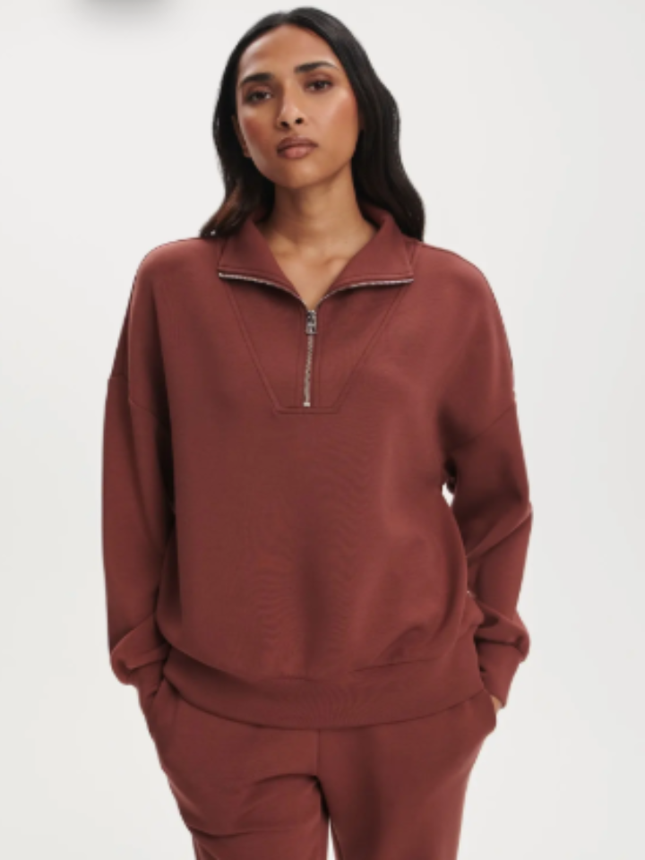 Varley - Hawley Half Zip Sweat - Cinnamon