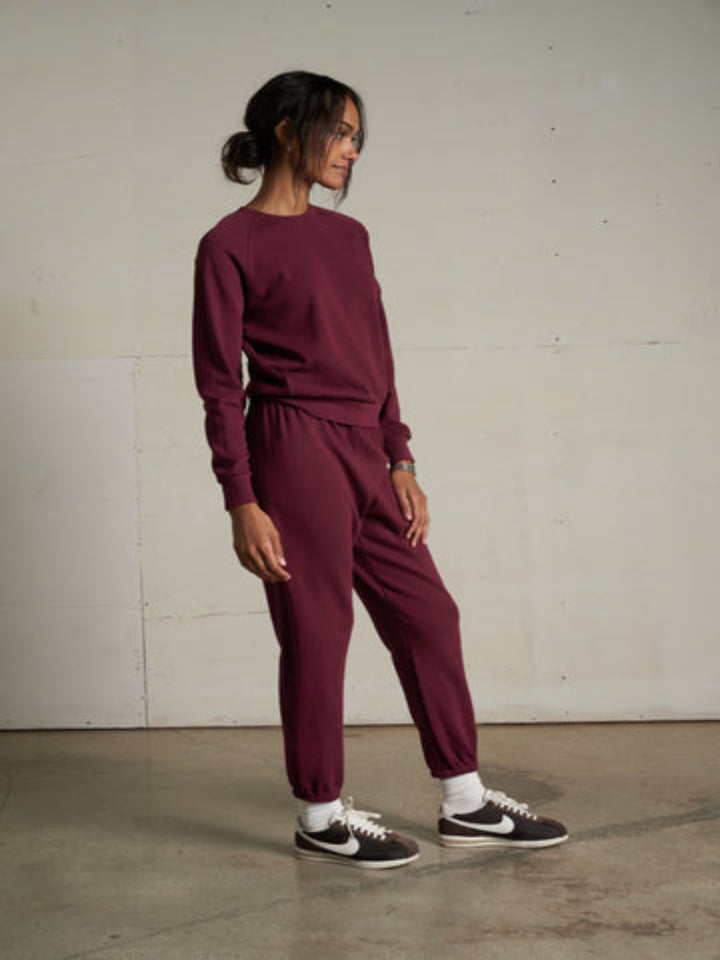 perfectwhitetee - Alexi French Terry Sweatshirt - Dark Burgundy - Pilates Plus La Jolla - OHEY Boutique