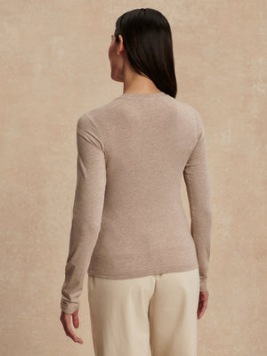 Varley - Edna Long Sleeve Fitted Tee - Taupe Marl - Pilates Plus La Jolla - OHEY Boutique