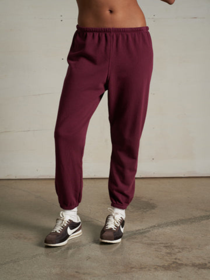 perfectwhitetee - The Johnny French Terry Sweatpant - Dark Burgundy - Pilates Plus La Jolla - OHEY Boutique