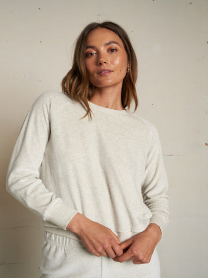 perfectwhitetee - Stella Velour Shrunken Raglan Sweatshirt - Oatmeal
