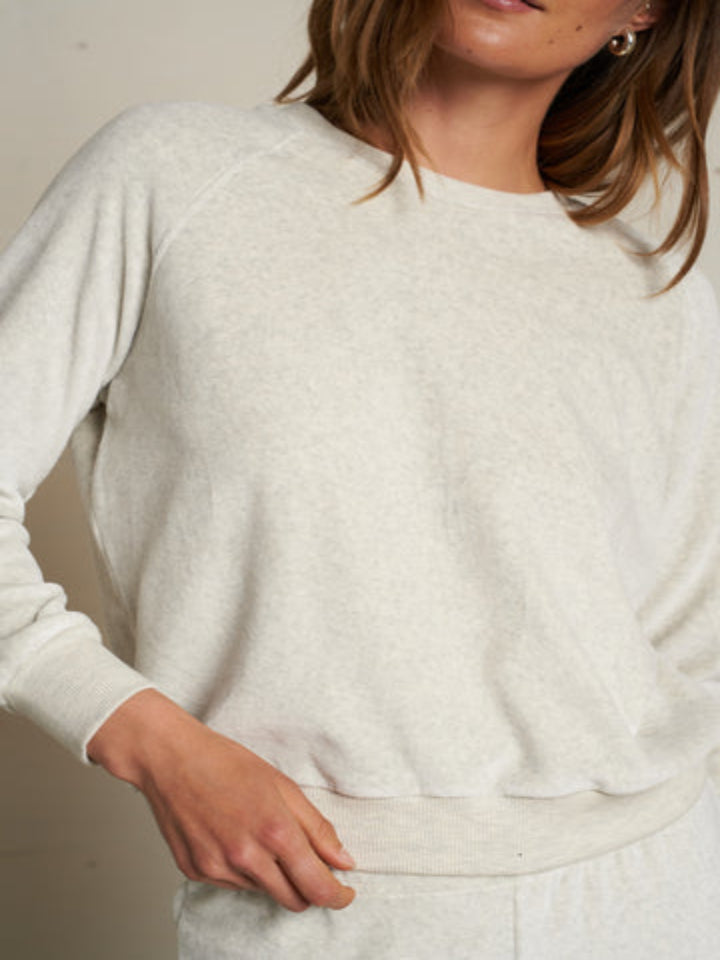 perfectwhitetee - Stella Velour Shrunken Raglan Sweatshirt - Oatmeal - Pilates Plus La Jolla - OHEY Boutique