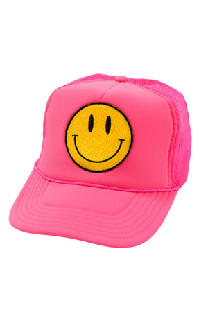 Friday Feelin - Happy Face Hat - Pink - Pilates Plus La Jolla - OHEY Boutique